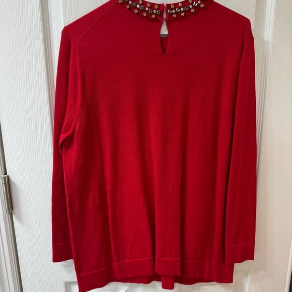 Ann Taylor Red Jeweled Neck Sweater – Size L - Picture 2 of 4